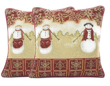 Load image into Gallery viewer, Tache Mr. &amp; Mrs. Snowman Couple Woven Tapestry Throw Pillow Cover (10323CC)
