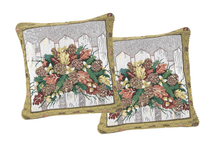 Load image into Gallery viewer, DaDa Bedding Set of 2-Pieces Festive Holiday Fiesta Floral Botanical Tapestry Throw Pillow Covers w/ Inserts - 18&quot; x 18&quot;