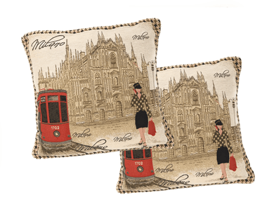 DaDa Bedding Set of 2-Pieces Postcard Milan Tapestry Throw Pillow Covers w/ Pillow Inserts, 18