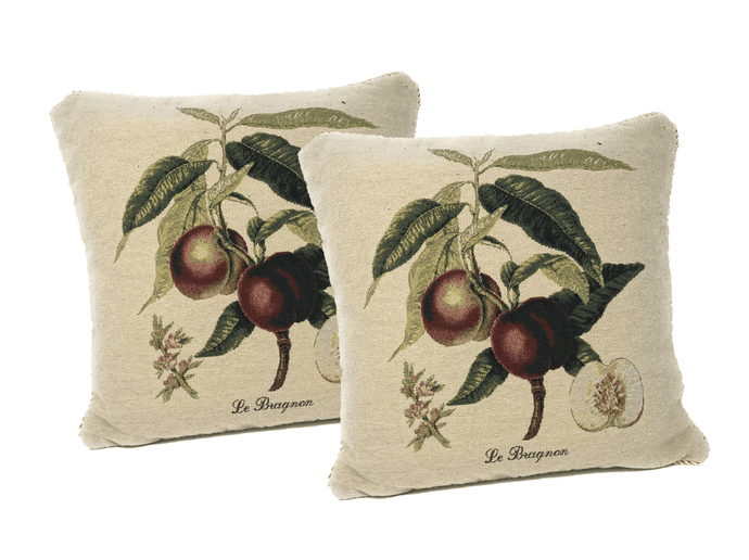 DaDa Bedding Set of 2-Pieces Nectarine Fruits Garden Tapestry Throw Pillow Covers w/ Inserts - 18