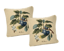 Load image into Gallery viewer, DaDa Bedding Set of 2-Pieces Sugar Plum Fruits Garden Tapestry Throw Pillow Covers w/ Inserts, 18&quot; x 18&quot;