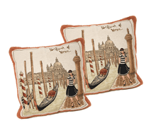 Load image into Gallery viewer, DaDa Bedding Set of 2-Pieces Postcard of Venice Tapestry Throw Pillow Covers w/ Inserts - 18&quot; x 18&quot;
