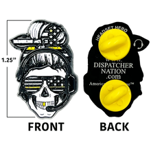 Load image into Gallery viewer, EL13-021 Headset Hero Thin Gold Line Line pin american flag yellow 911 Emergency Dispatcher Trucker pins