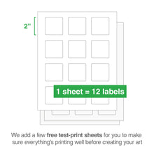 Load image into Gallery viewer, Square Laser Labels - 2" x 2": 300/Pack, 25 Sheets