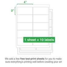 Load image into Gallery viewer, Rectangle Laser Labels - 2" x 4": 250/Pack, 25 Sheets