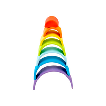 Load image into Gallery viewer, 7 Pcs STAINED Mini Wooden Rainbow Stacker in Stained Purple Sunset Color