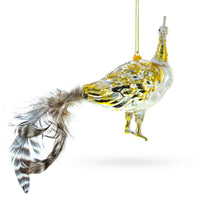 Load image into Gallery viewer, Regal Golden Peacock Glass Christmas Ornament