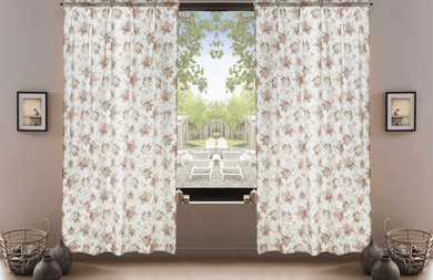 DaDa Bedding Set of 2-Pieces Hint of Mint Dainty Floral Pink Roses Cottage Sheer Window Panel Curtains (JHW3036)