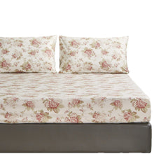 Load image into Gallery viewer, DaDa Bedding Hint of Mint Dainty Cottage Floral Roses Cotton Fitted Sheet w/ Pillow Case (3036)