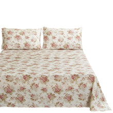 Load image into Gallery viewer, DaDa Bedding Hint of Mint Dainty Cottage Floral Roses Cotton Flat Sheet Only w/ Pillow Case (3036)