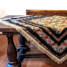 Load image into Gallery viewer, Tache Country Rustic Floral Black Midnight Awakening Tablecloth (3089BL)