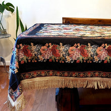 Load image into Gallery viewer, Tache Country Rustic Floral Black Midnight Awakening Tablecloth (3089BL)