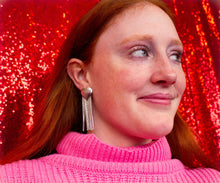 Load image into Gallery viewer, Titanium Heart Fringe Earrings