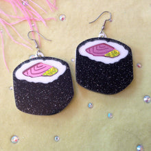 Load image into Gallery viewer, Sushi Roll Acrylic Statement Earrings