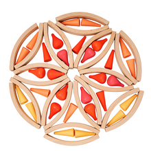 Load image into Gallery viewer, **Pre-order (Ships in 2-3 Weeks)**28 Pcs Mini Curved Natural Wooden Building Blocks with Storage Tray