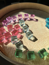 Load image into Gallery viewer, 60 Pcs Crystal Clear High Transparency Lucite Cubes Set with Wooden Tray – Rainbow or Pastel Colors