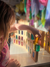 Load image into Gallery viewer, **Pre-order (Ships in 1-2 Weeks)**50 Pcs Rainbow Crystal Clear Translucent Rectangular Lucite Building Blocks Set with Storage Tray