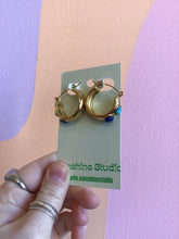Load image into Gallery viewer, Titanium &amp; Turquoise Hoops