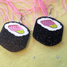 Load image into Gallery viewer, Sushi Roll Acrylic Statement Earrings