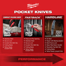 Load image into Gallery viewer, Milwaukee 48-22-1999 3.5 in. HARDLINE™ Smooth Recurve Drop Point Blade Pocket Knife