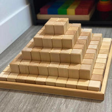 Load image into Gallery viewer, **Pre-order (Ships in 2-3 Weeks)**100 Pcs Large Natural Stepped Pyramid Wooden Stacking Building Blocks