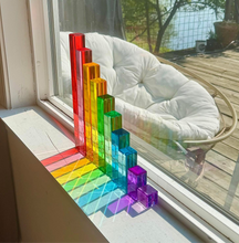 Load image into Gallery viewer, **Pre-order (Ships in 2-3 Weeks)**10-Piece Crystal Clear Pyramid Lucite Blocks – High Transparency Acrylic Stair Blocks