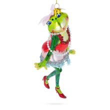 Load image into Gallery viewer, Frog in Dress Dancing Glass Christmas Ornament