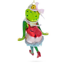 Load image into Gallery viewer, Frog in Dress Dancing Glass Christmas Ornament