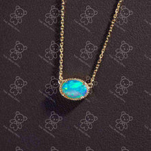 Load image into Gallery viewer, Minimalist Oval Shaped Australian Opal Necklace 18K Yellow Gold