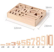 Load image into Gallery viewer, 32 Pcs Wooden Math Number Building Blocks Set with Tray