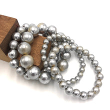 Load image into Gallery viewer, Shabby Silver Stack and Stretch Bracelet Set