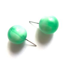 Load image into Gallery viewer, Kelly Green Stripe Moonglow Jumbo Ball Stud Earrings
