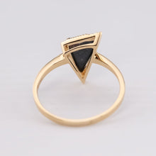 Load image into Gallery viewer, Amazing Color Triangle Black Opal Diamond Engagement Ring 18K Yellow Gold