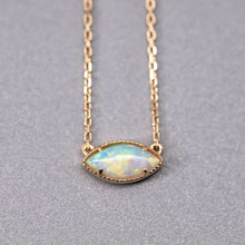 Load image into Gallery viewer, Minimalist Marquise Shaped Solid Opal Necklace 18K Yellow Gold
