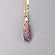 Load image into Gallery viewer, Minimalist Australian Boulder Opal Necklace Pendant 18K Yellow Gold