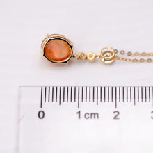 Load image into Gallery viewer, Red Color Mexican Egg Fire Opal Diamond Necklace 18K Yellow Gold