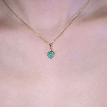 Load image into Gallery viewer, Heart Shaped Doublet Opal Diamond Pendant Necklace 14k Yellow Gold