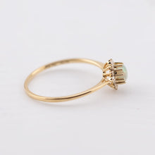 Load image into Gallery viewer, Petite Opal Diamond Halo Engagement Ring 18K Yellow Gold