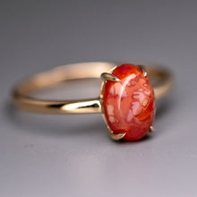 Load image into Gallery viewer, Unique Pattern Egg Fire Opal Engagement Ring 18K Yellow Gold