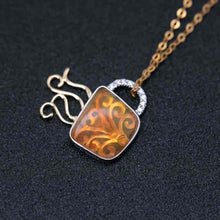 Load image into Gallery viewer, Coffee Cup Fire Opal Diamond Pendant Necklace 18K White/Yellow Gold