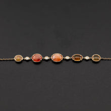 Load image into Gallery viewer, Beautiful Mexican Fire Opal Diamond Bracelet in 18K Yellow Gold