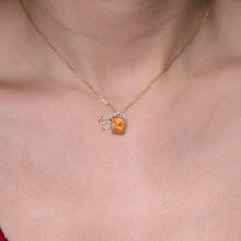 Load image into Gallery viewer, Coffee Cup Fire Opal Diamond Pendant Necklace 18K White/Yellow Gold