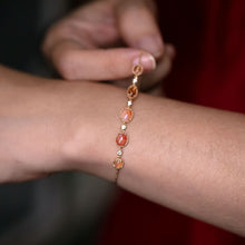 Load image into Gallery viewer, Beautiful Mexican Fire Opal Diamond Bracelet in 18K Yellow Gold