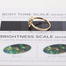 Load image into Gallery viewer, Stylish Black Opal &amp; Halo Diamond Engagement Ring 18K Yellow Gold