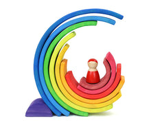 Load image into Gallery viewer, **Pre-order (Ships in 2-3 Weeks)**10 Pcs STAINED Wooden Rainbow Stacking Puzzle Blocks in Sunset Color