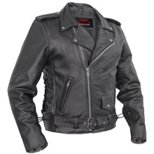 Load image into Gallery viewer, Classic Star Black Men's Leather Motorcycle Jacket – Adjustable Fit