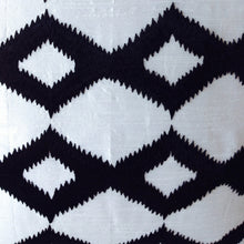 Load image into Gallery viewer, Black Ikat on White Silk Pillow Cover