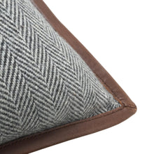 Load image into Gallery viewer, Chevron Wool Throw Pillow With Leather Trim