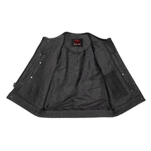 Load image into Gallery viewer, Men's Leather-Denim Combo Motorcycle  Vest - No Collar