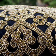 Load image into Gallery viewer, Floral Trellis Pillow Cover in Black and Gold